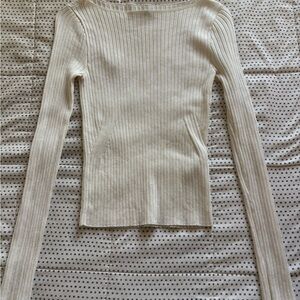 Abercrombie & Fitch Cream Ribbed Knit Top
